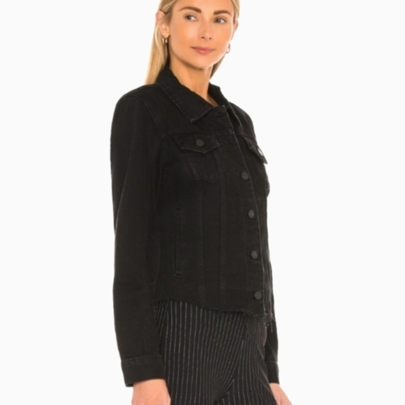 New Blank NYC Distressed Black Denim Trucker Jacket - Picture 2 of 7